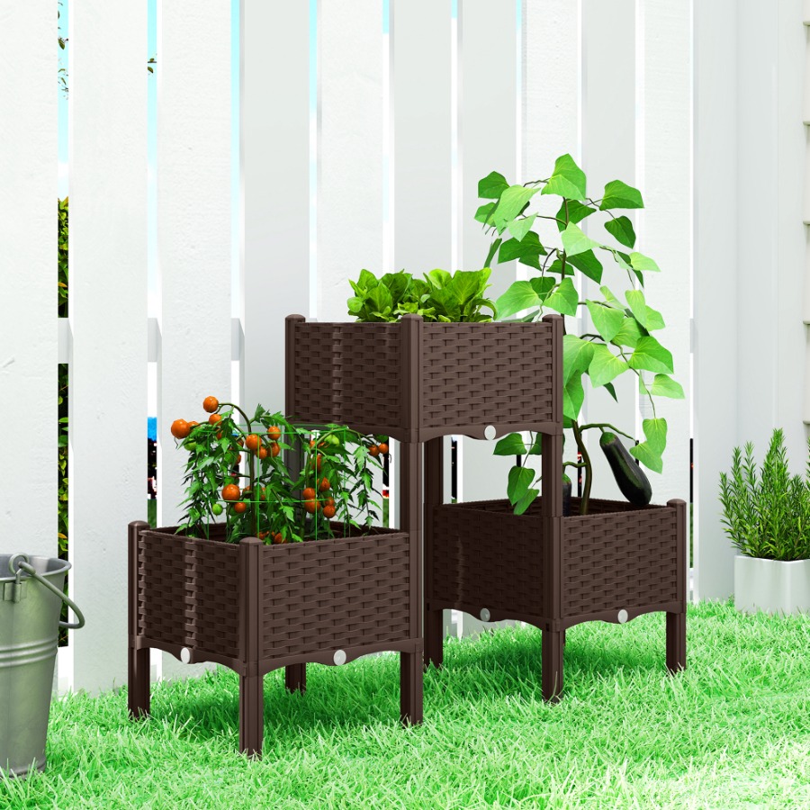 Self-Watering Planter - Plastikowa, podwyższona lejek ogrodowy z nóżkami,