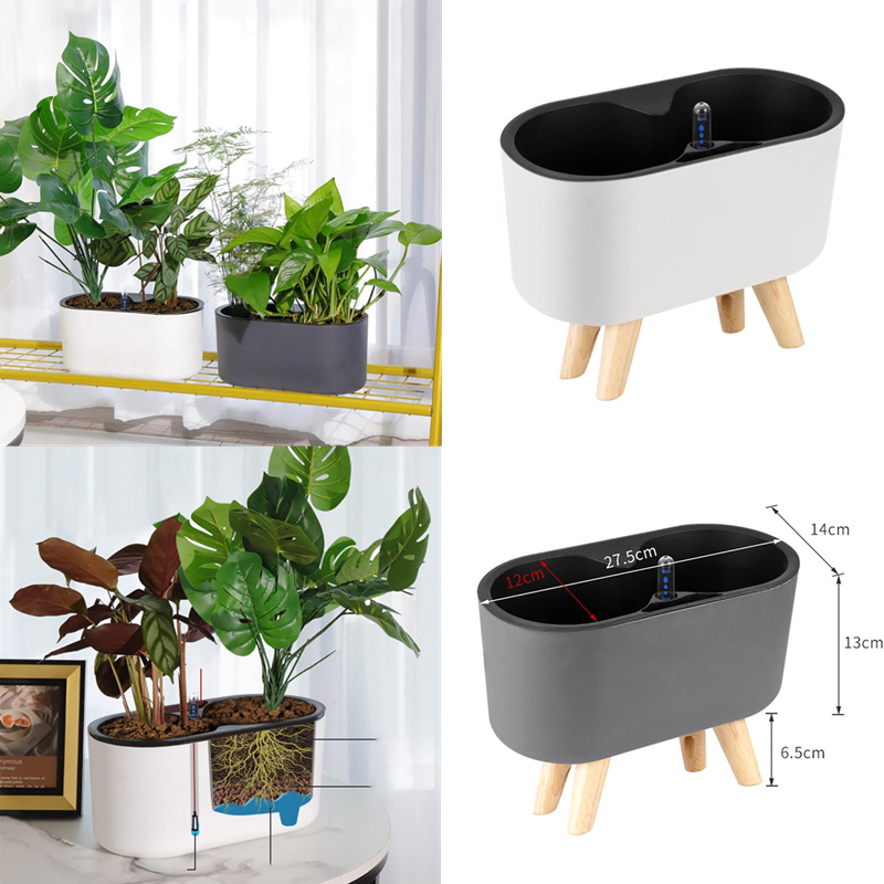 Automatic Plant Waterer - Roślina doniczkowa ze wskaźnikiem drewniane nogi